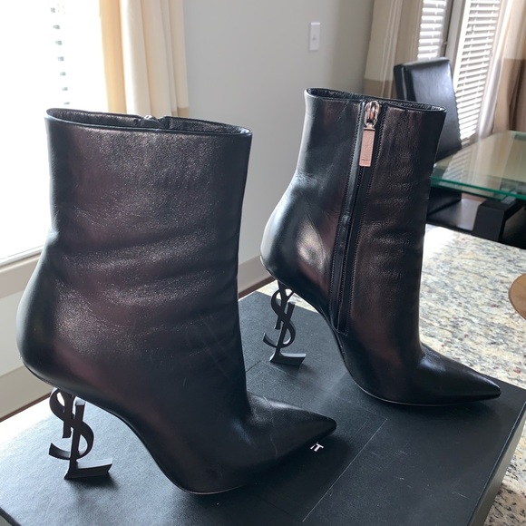 **SOLD**YSL Yves Saint Laurent Opyum Black Leather 37 US 7 - Picture 3 of 8